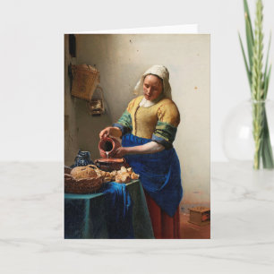 Cartão Milkmaid Kitchen Maid by Johannes Vermeer