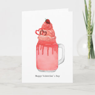 Cartão Milkshake de Veludo Vermelho Eu Amo Você Dia dos N