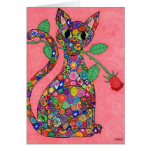 Millefiori Cat com Rosa vermelha