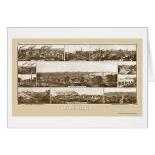 Cartão Milwaukee, mapa panorâmico dos WI - 1882
