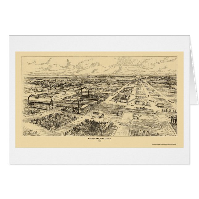 Cartão Milwaukee, mapa panorâmico dos WI - 1906 (Frente Horizontal)