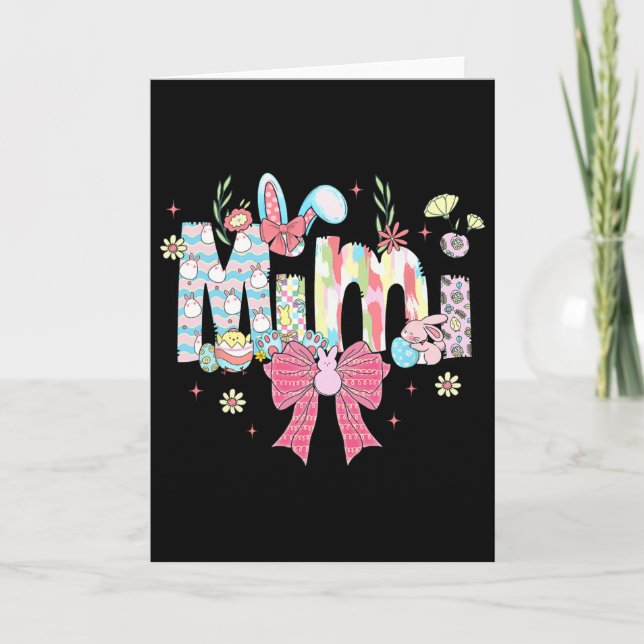 Cartão Mimi Easter Coquette Bow Happy Easter Bunny Rabbit (Frente)