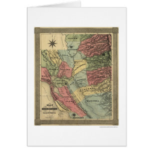 Cartão Mineração no mapa de Califórnia - 1851