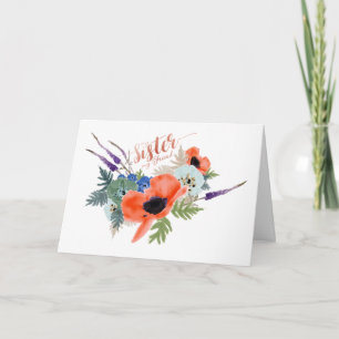Cartão Minha Irmã Minha Amiga Flores De Aquarela