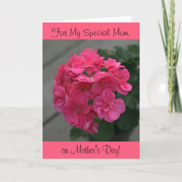 Cartão Minha placa especial de Dia de as mães de Rosa Ger