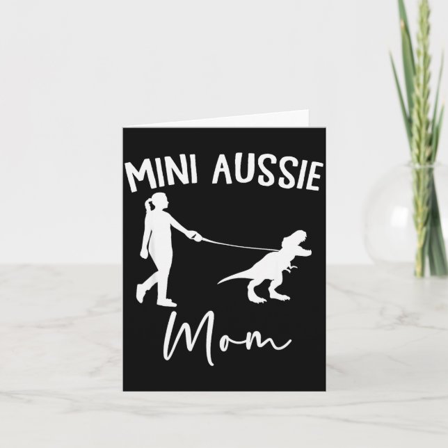 Cartão Mini Aussie Mãe Cachorro Pastor Australiano Dinoss (Frente)