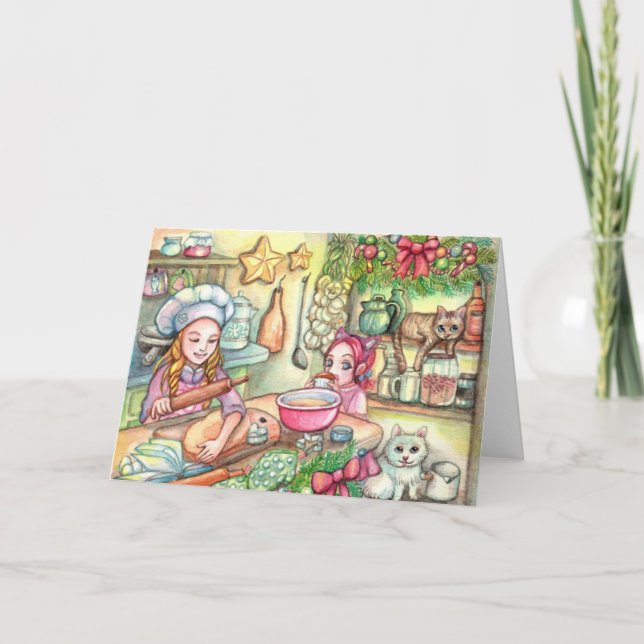 Cartão Mini cozinheiro chefe na cozinha (Frente)