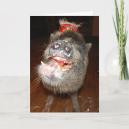 Cartão Mini Porco Feliz de Aniversário Personalizado