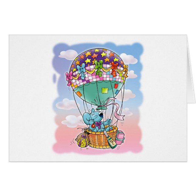 Cartão Mini ratos e balão grande (Frente Horizontal)