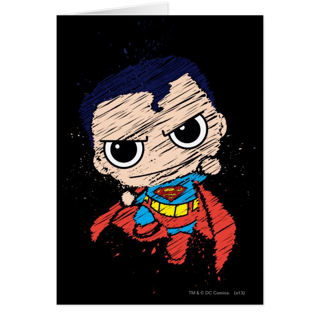Cartão Mini Superman Sketch - Voando (Frente)