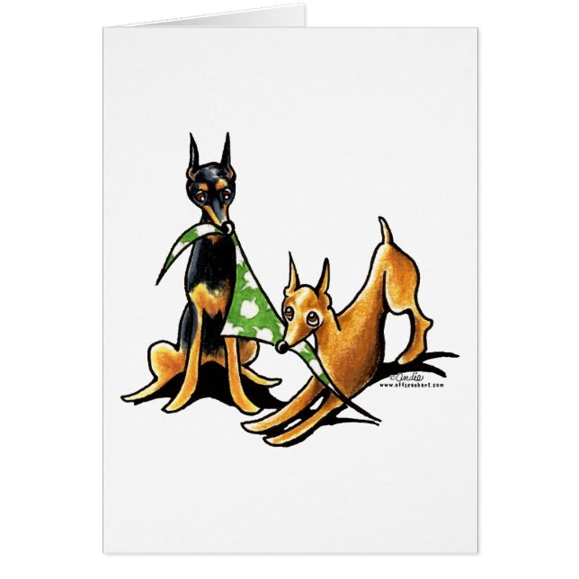 Cartão Miniatura Pinscher n Maçãs (Frente)