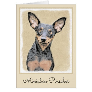 Cartão Miniatura Pinscher Pintando Bela Arte Original de