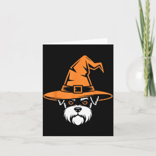 Cartão Miniatura Schnauzer Bruxa Chapéu Halloween Cão Ass