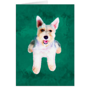 Cartão Miniatura Schnauzer Cão Cachorro - Pintura de Cura