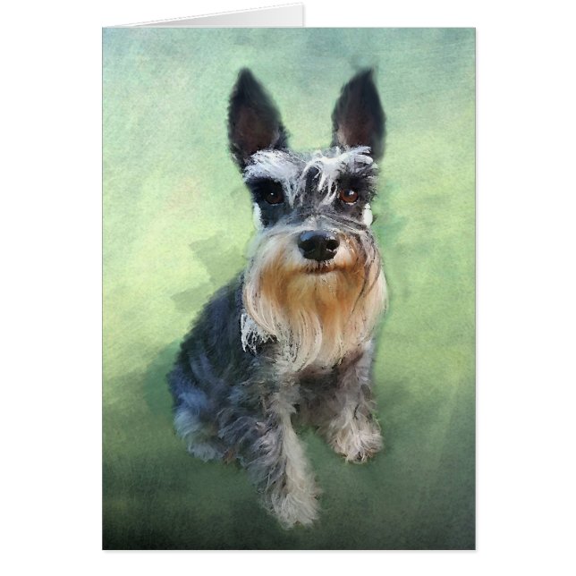 Cartão Miniatura Schnauzer Cão Cachorro - Pintura de Cura (Frente)
