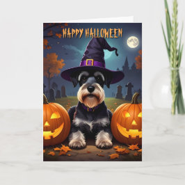 Cartão Miniatura Schnauzer Halloween
