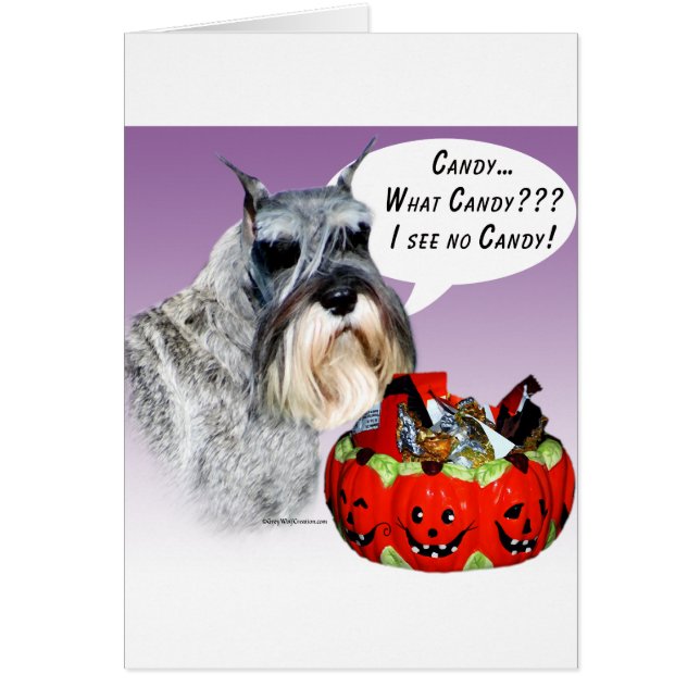 Cartão Miniatura Schnauzer Halloween Candy (Frente)