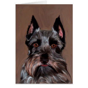 Cartão Miniatura Schnauzer — Pintura De Cor De Água