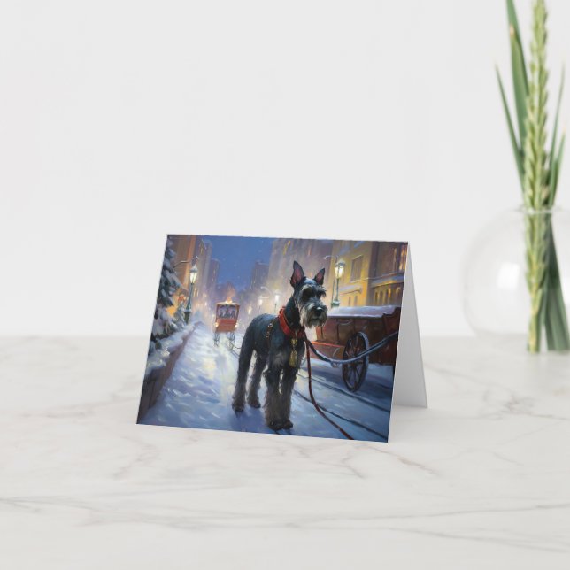 Cartão Miniatura Schnauzer Temporada Festiva de Natal (Frente)