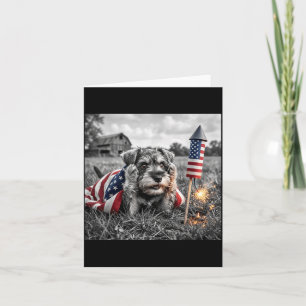 Cartão Miniature Schnauzer Bandeira Americana Dos EUA 250
