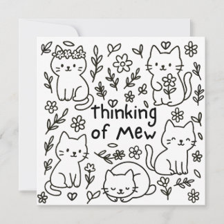 Cartão Minimal Cat Doodle Thinking of You Card