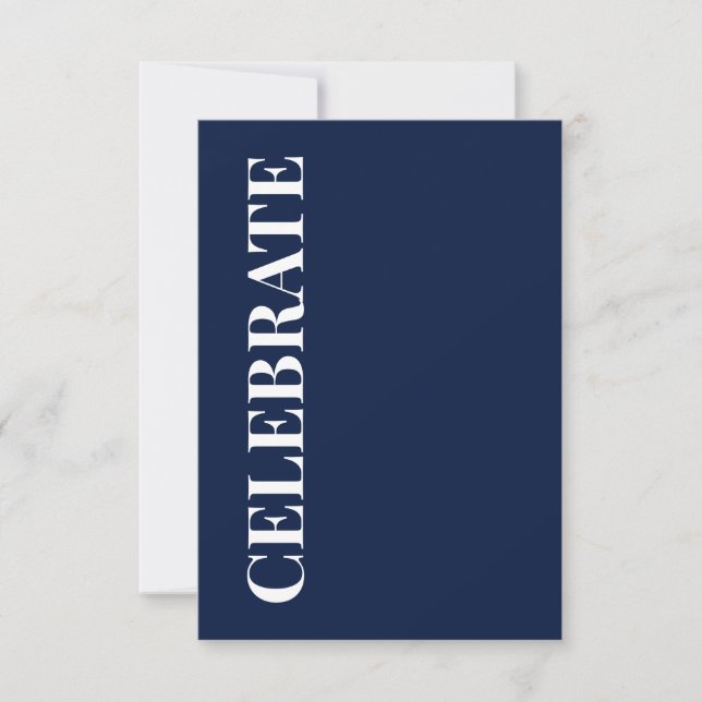 Cartão Minimal CELEBRATE | Navy Blue Holiday Greeting (Frente)