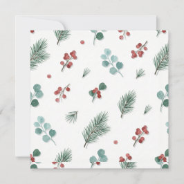 Cartão Minimal Christmas Pattern, Pine & Berries 
