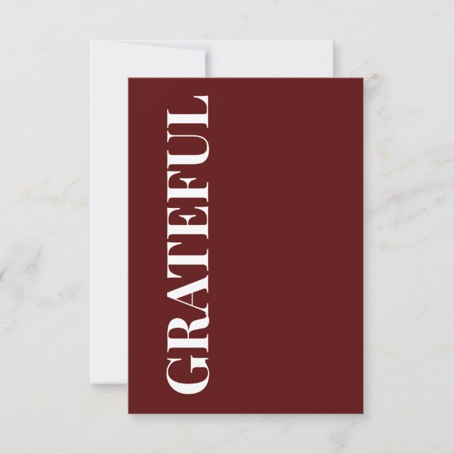 Cartão Minimal GRATEFUL | Deep Red Holiday Greeting (Frente)
