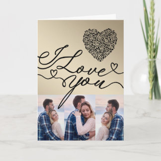 Cartão Minimal I Love You Rose Heart Photo