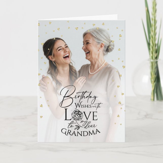 Cartão Minimal Modern Photo Modern Birthday Grandma (Frente)