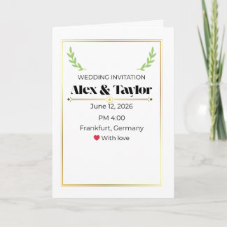 Cartão Minimal Olive Branch Wedding Invitation | Elegant
