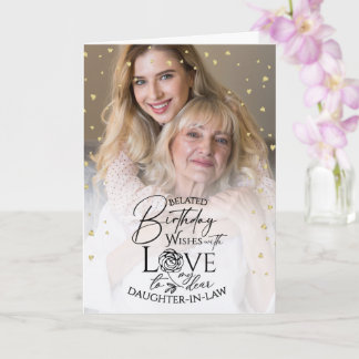 Cartão Minimal Photo Belated Birthday Daughter-in-law