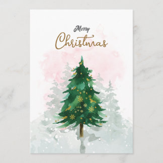 Cartão Minimal Watercolor Christmas Card