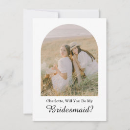 Cartão Minimal Will You Be My Bridesmaid Arch Photo Card