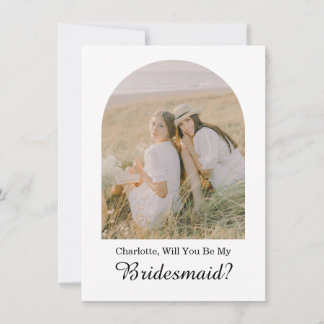 Cartão Minimal Will You Be My Bridesmaid Arch Photo Card