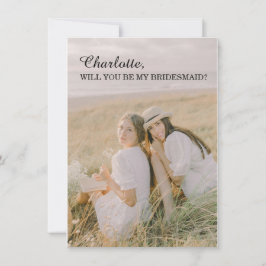 Cartão Minimal Will You Be My Bridesmaid Photo Card