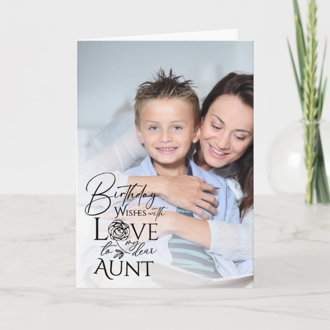 Cartão Minimalist Birthday Typography Photo frame Aunt (Frente)