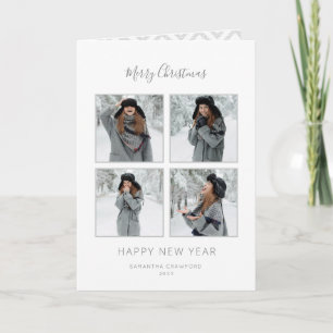 Cartão Minimalist Christmas 4-Photo Gray Chevron
