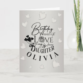 Cartão Minimalist Daughter Birthday Lettering