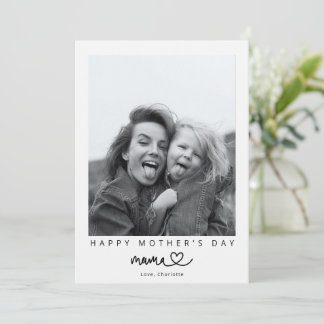 Cartão Minimalist Mama Calligraphy Happy Mother's Photo