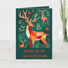 Cartão Minimalist Modern Geometric Kitschy Woodland Deer