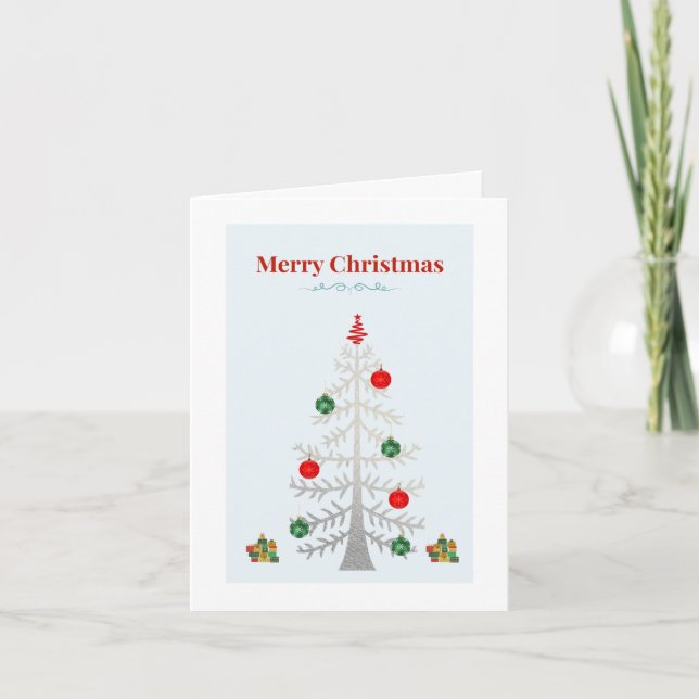 Cartão Minimalist Silver Tree Holiday Card (Frente)