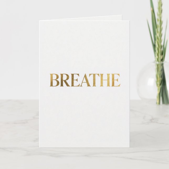 Cartão Minimalist typography with gold word breathe (Frente)
