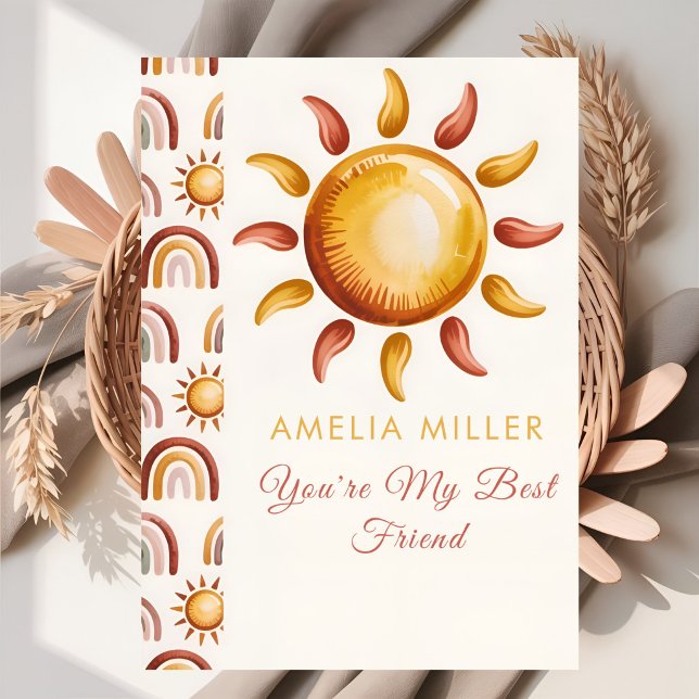 Cartão Minimalista Boho Celebração Arco-Íris (Criador carregado)