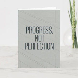 Cartão minimalista cinza "Progresso, Não Perfeição