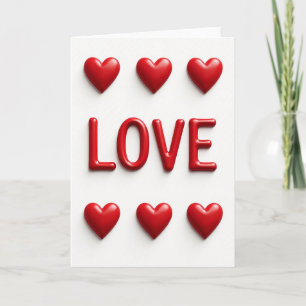 Cartão Minimalista com Corações de Amor Embutidos