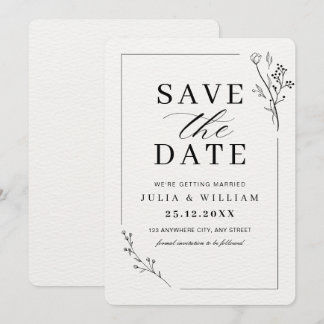 Cartão Minimalista de Salvar a Data do Casamento,