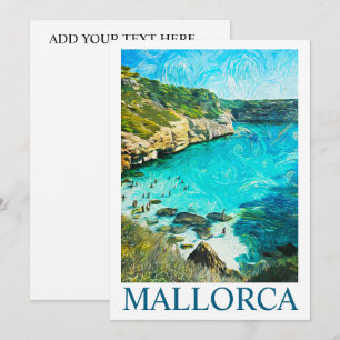 Cartão Minimalista Mallorca Espanha Pintura a Óleo Medite