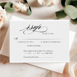 Cartão minimalista RSVP de Casamento de Caligrafia