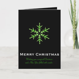 Cartão Minimalistic Green Snowflake Hand Drawn Art
